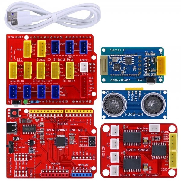 Open-Smart 4WD Auto met Omnidirectionele Wielen en Bluetooth - Zelfbouw Kit